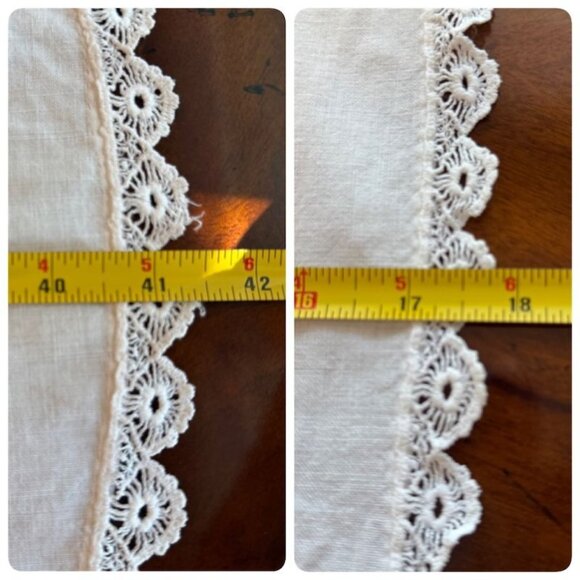 VintageTable Runner White Floral Embroidery Linen Whitework 41.5 x 17.75" - Picture 10 of 11